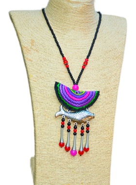 民族风植物花卉手工刺绣圆珠链