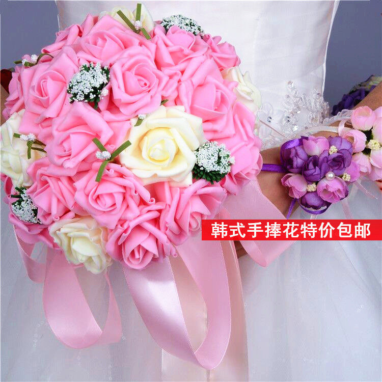 结婚婚庆喜庆用品批发 韩式新娘婚礼仿真手捧花新娘捧花包邮