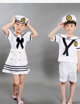 儿童小海军白色演出服装