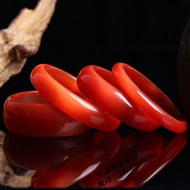 韩版大红色猫眼石手镯女款紫水晶手环紫玉髓玉镯子时尚水晶