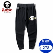 Tide thương hiệu Aape quần thể thao giản dị co giãn 猿 đầu nam và nữ phần overalls quần chân quần cặp mẫu quần chùm - Quần thể thao