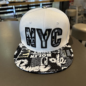 帽子男款 美式 高街棒球帽女大头围嘻哈平沿帽平帽檐鸭舌帽街舞板帽