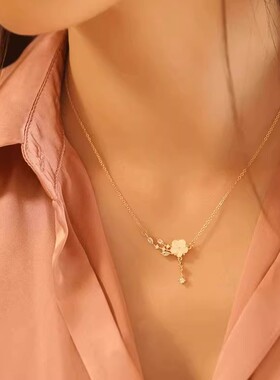 925纯银山茶花项链女款轻奢小众设计感2026新款爆款配饰品送女友