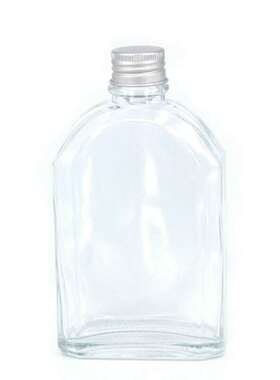 高档创意350ml人参酒分装空酒瓶扁型斜肩1斤酒瓶带盖密封玻璃容器