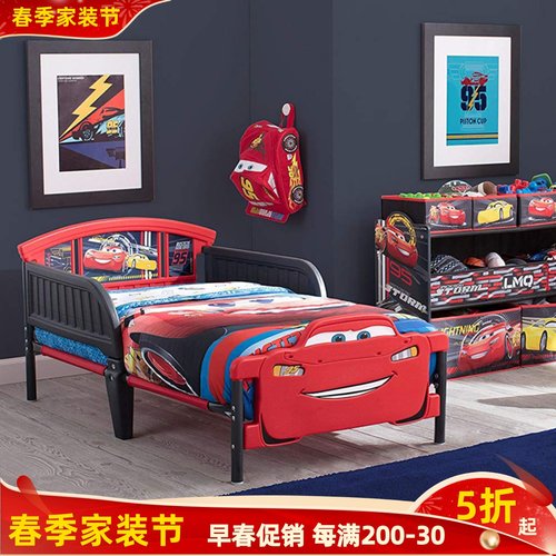 Delta童床汽车床拼接床卡通带护栏儿童床男孩幼儿可加长加高到45