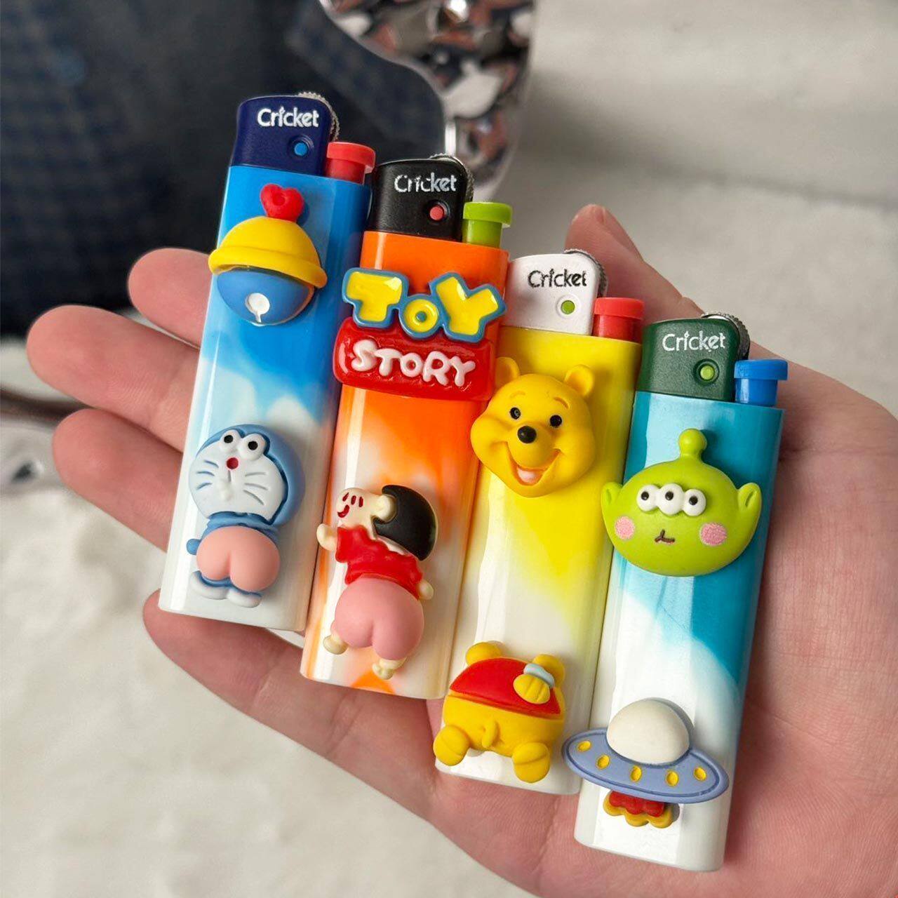 蜡笔小新砂轮打火机手工diy原创个性一次性高颜值网红爆款送男友