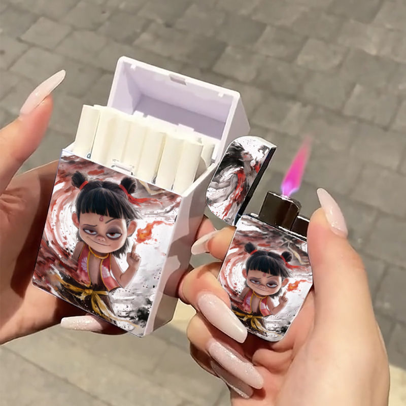 动漫新款哪吒防风打火机烟盒