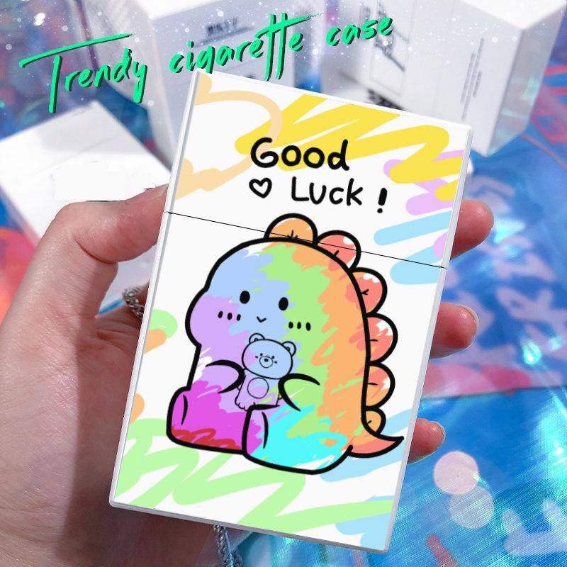 手绘恐龙塑料烟盒可爱便携自动弹开高颜值ins创意可定制送男朋友
