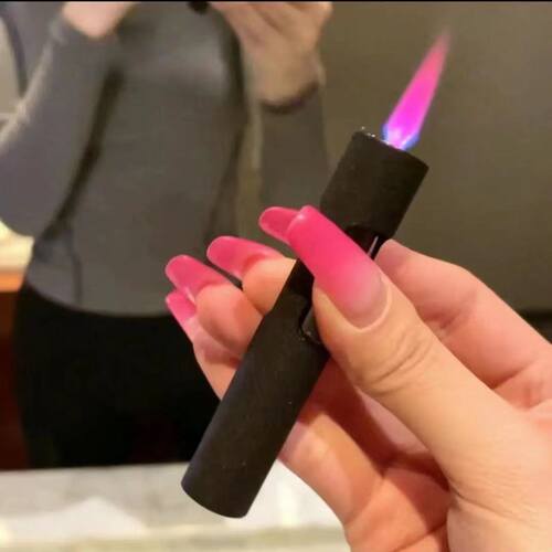 夜光圆形按压打火机小巧粉色火焰