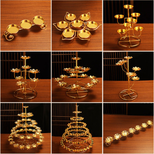 酥油灯座寺庙灯架佛堂供奉蜡烛台七星灯108盏莲花长明灯合金佛具