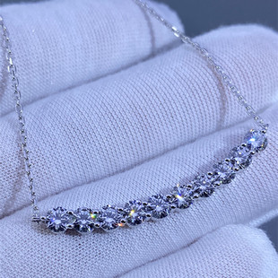 人工合成培育钻石项链白18K金 黄金玫瑰金包镶锁骨链镶嵌定制加工