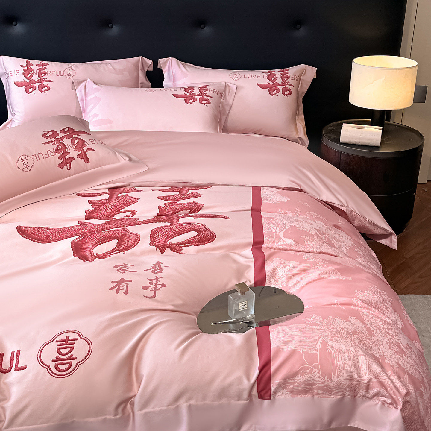 正品中式婚庆四件组粉色