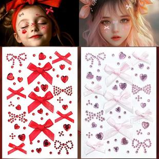 可爱眼妆彩脸眼部演出化妆自带粘性水钻石贴眼妆钻蝴蝶结女孩cos