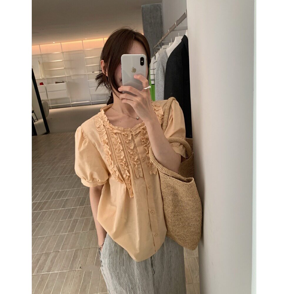 韩国chic2026夏季设计感衬衫女短袖上衣夏季韩系小个子减龄衬衣