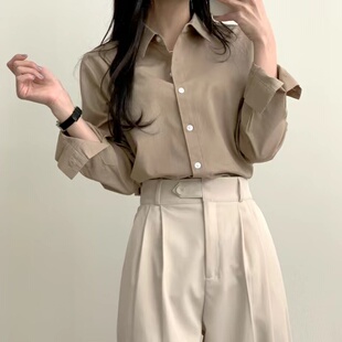 韩国chic小众复古百搭气质长袖宽松显瘦百搭衬衣2026春季新品上衣