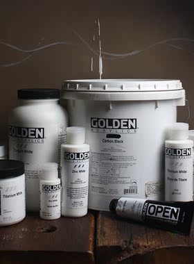美国Golden高登丙烯颜料3.78L钛白色厚重型流质型黑色大容量防水