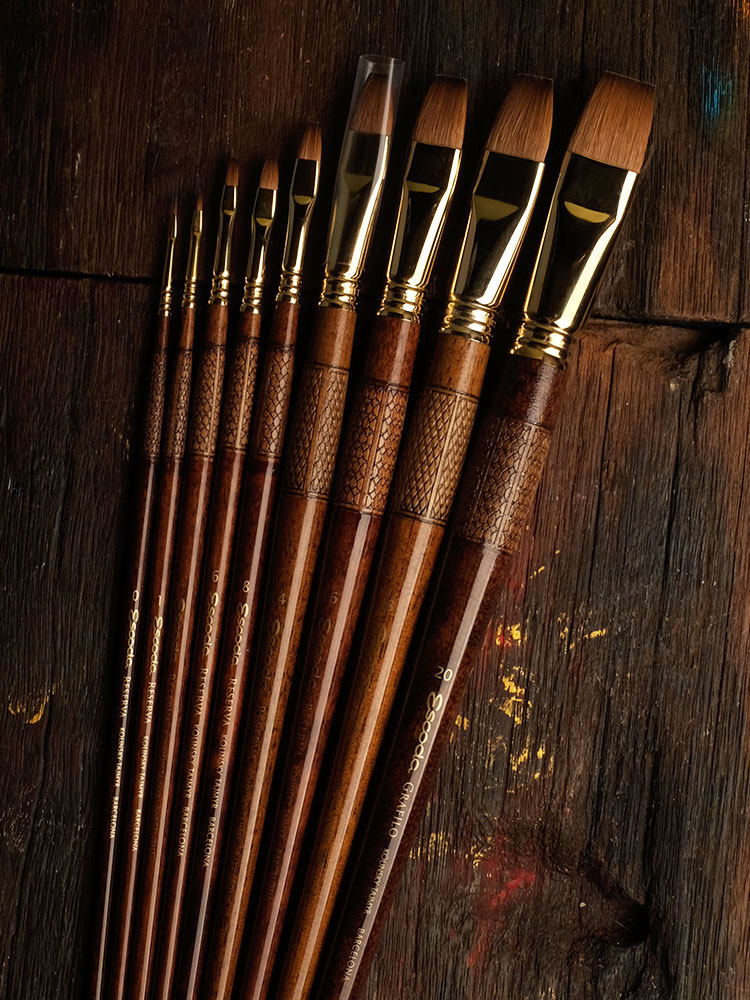 西班牙进口escoda笔皇古典写实油画笔平头貂毛软毛油彩2920水彩笔