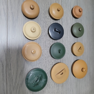 紫砂茶壶盖子宜兴原矿半手工西施石瓢汉瓦黄蓝绿段紫泥配件手工