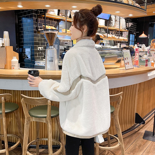 仿獭兔毛皮草外套女中长款 皮毛一体拼接保暖毛毛大衣 2024秋冬新款