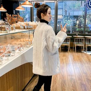 秋冬仿皮草外套 女装 白色皮毛一体羊羔毛羊剪绒大衣中长款 2025新款