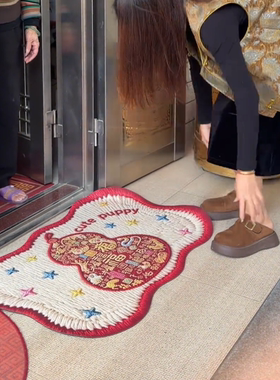 防滑地垫入户门垫 2025 新款热销卡通毛线视觉小狗硅藻泥速干垫