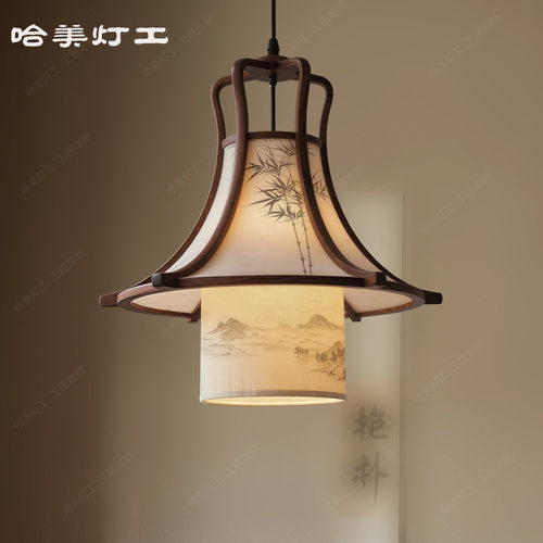 中式复古木质吊灯餐厅茶室灯