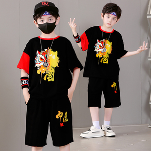 儿童男孩衣服中国风 男童夏装 套装 2025新款 酷帅潮帅气时髦运动夏季