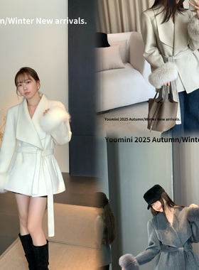 OMINI-25冬上新羊毛外套(配腰带+真狐狸毛)（含70羊毛）Y10931-LH