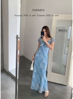 YOOMINI-花边温柔度假风2025夏新款浪漫长裙连衣裙Y10731-DSY兰花