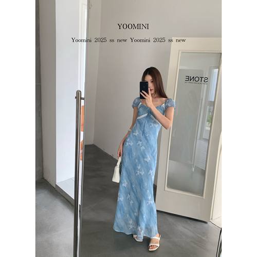 YOOMINI-花边温柔度假风2025夏新款浪漫长裙连衣裙Y10731-DSY兰花