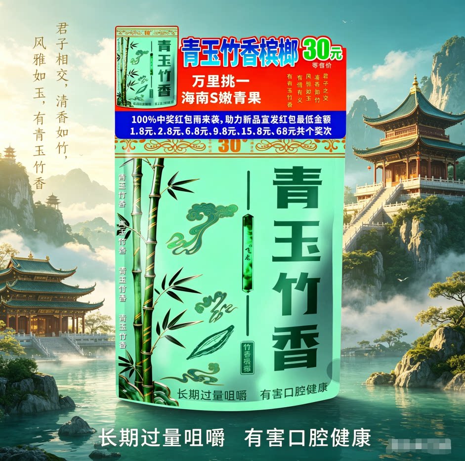 有情有义有青玉竹香情义竹香槟榔30元20片分发【扫码红包1.8-68】