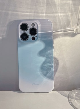 冰蓝色手机壳16适用iphone15华为mate60全包pura70新款nova12pro荣耀300极简风90小米14红米k8060软oppoA3a57