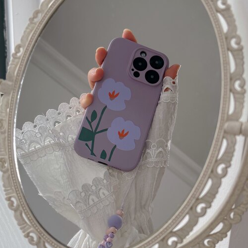 香芋紫色15手机壳iphone16华为mate60适用p40荣耀70pro小米14花朵nova13液态硅胶k60红米k80软vivox100简约女