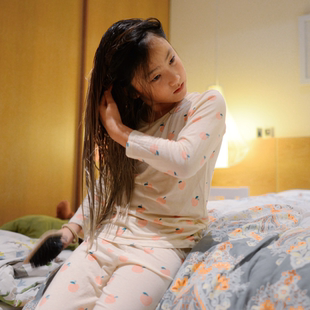 套 丝麻棉 长袖 套装 韩国末一末一moi儿童家居服男童女童长袖