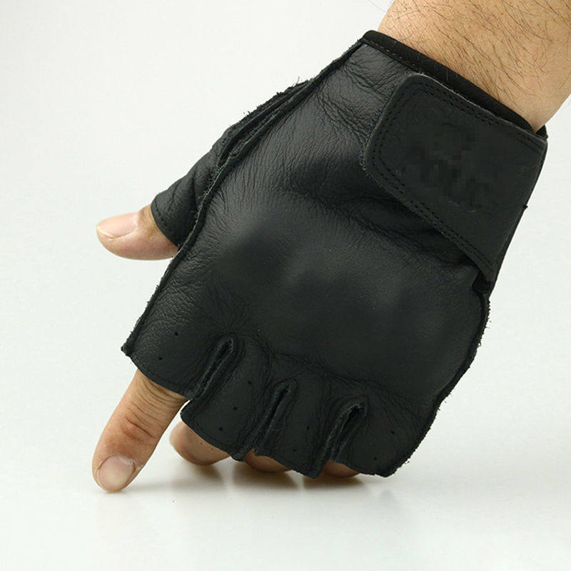 牛皮半指手套牛皮手套半指透气耐磨防滑战术手套户外登山搏击手套