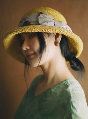 MING 夏乐园 l 限量快乐复古手工日本布料马尼拉麻夏渔夫帽盆帽女