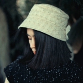 MING 背后有蝴蝶 小香风粗花秋冬复古盆帽百搭水桶蝴蝶结渔夫帽