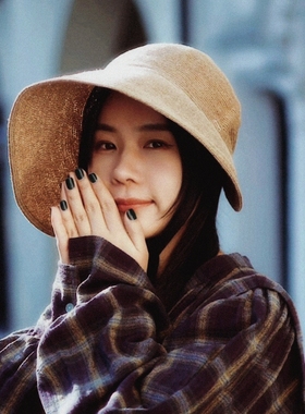 MING 飘 l 超细亚麻线大檐遮阳防晒帽复古文艺折叠波奈特春夏盆帽