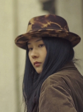 MING 野性难驯 l 纯羊毛扎染印花秋冬窄檐礼帽复古中性费多拉毡帽