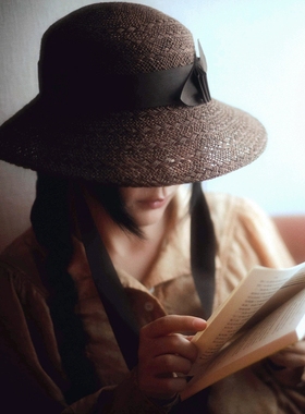 MING 天涯枯藤 l 编织黄麻木模手工制复古宽檐盆帽春夏草帽防风带