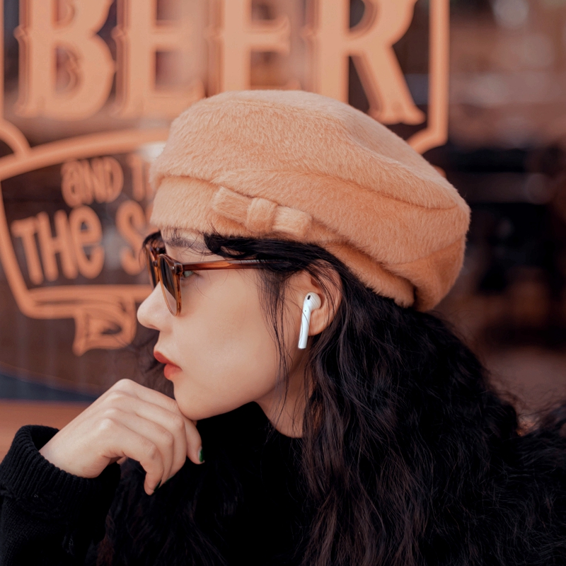 休闲百搭冬季复古长毛绒贝雷帽