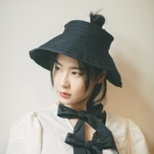 MING 华夫蛋卷 简洁黑白轻盈肌理感折叠空顶帽夏遮阳防晒帽女