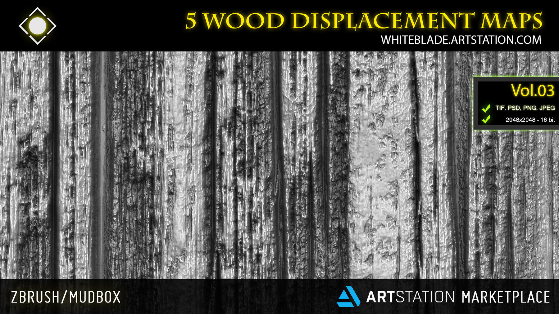 5个木纹置换贴图 alphas vol.03 sp zbrush blender substance