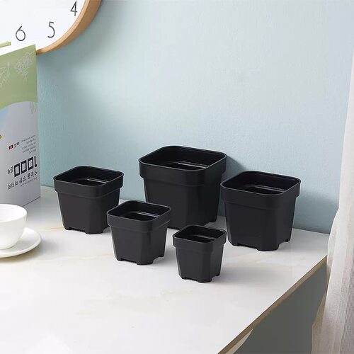 花满楼特厚方盆加厚树脂多肉迷你花盆小白黑方套包邮生石花叶插PP