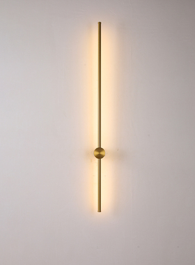 铜本色客厅壁灯长条极简轻奢高极感意式电视背景墙卧室格栅灯电镀