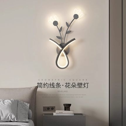 壁灯北欧卧室床头灯现代简约客厅背景墙浪漫花朵温馨氛围感装饰灯