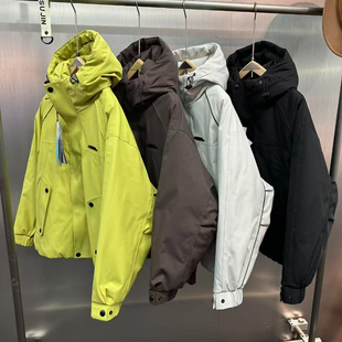 男女户外冲锋连帽羽绒服外套 804 潮牌冬季 素3 YR6003 807