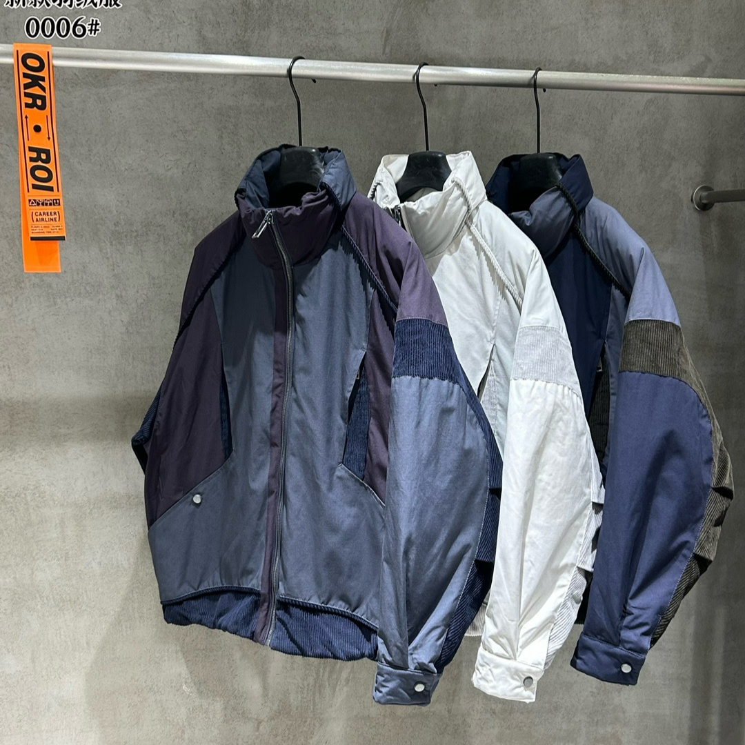 542-544 素3 户外90绒潮牌男女撞色拼裁立领百搭羽绒服 YR0006