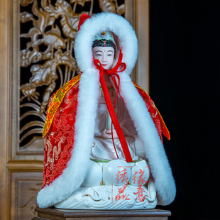 新品连帽披风加棉佛袍观音棉披风菩萨斗篷神像衣服佛衣冬季披肩