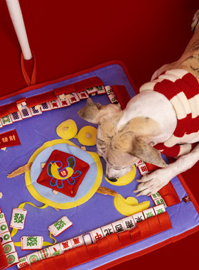 V-PET宠物嗅闻垫藏食慢食益智新年狗狗春联玩具麻将小狗春节礼物